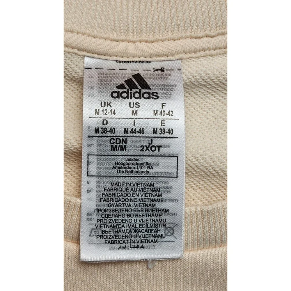 Adidas Sweater Men Medium Ivory Crewneck Preppy Atheisure Sporty Street Wear Top